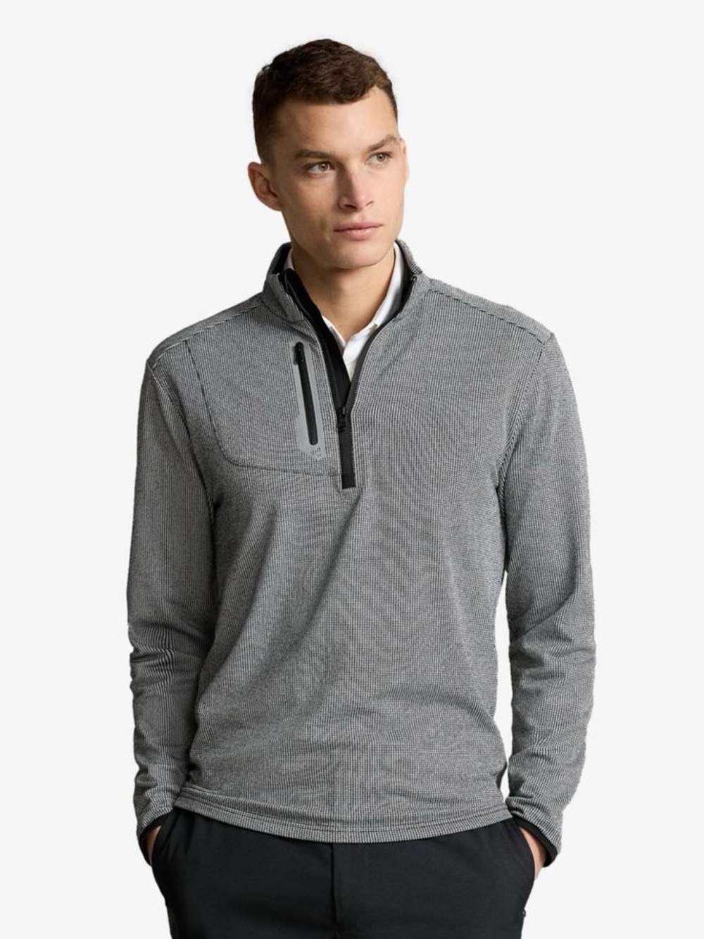 RLX Ralph Lauren Men’s Classic Fit Houndstooth Jersey Quarter-Zip Golf Pullover